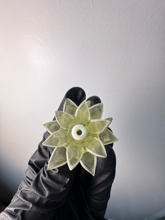 Unparalleled Glass Flower Pivot Top