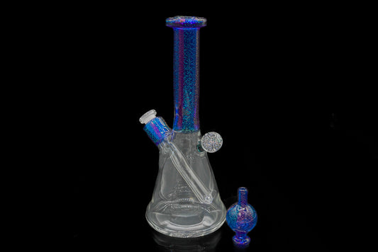 Ian S Glass Blue Beaker w/Bubble Cap