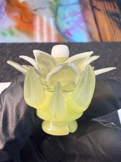 Unparalleled Glass Flower Pivot Top